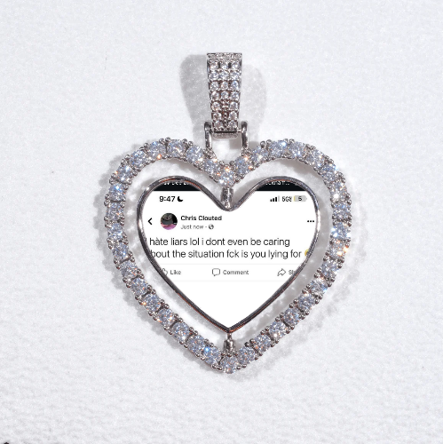 3D Spinning 2-Faced Heart Custom Picture Pendant