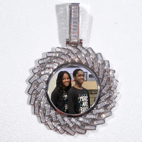 Large 3D Baguette Custom Picture Pendant