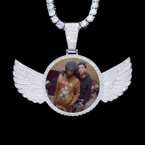925S & VVS Moissanite 3D Wing Custom Picture Pendant