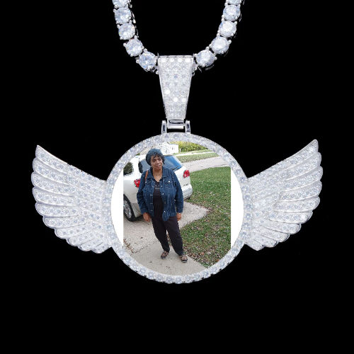 925S & VVS Moissanite 3D Wing Custom Picture Pendant