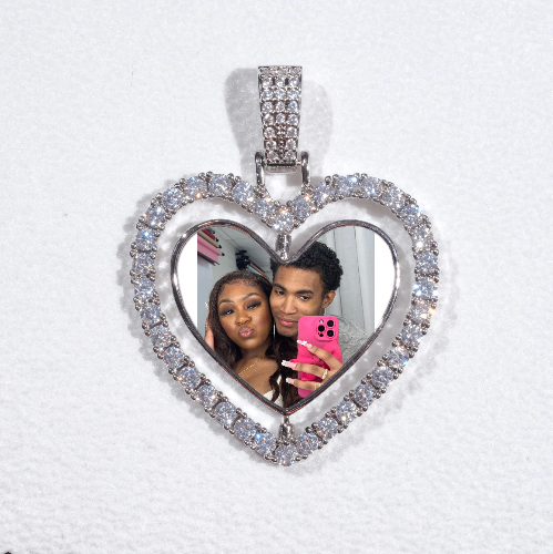 3D Spinning 2-Faced Heart Custom Picture Pendant