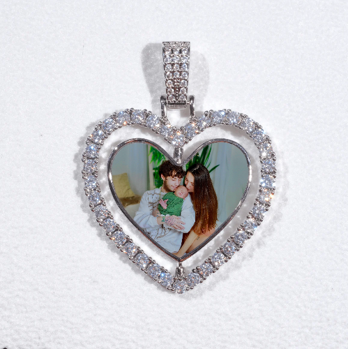3D Spinning 2-Faced Heart Custom Picture Pendant