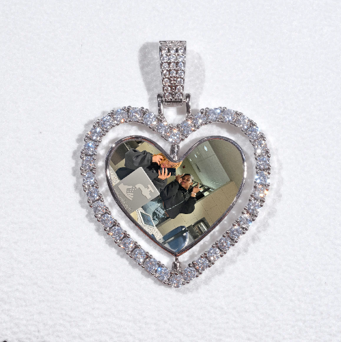 3D Spinning 2-Faced Heart Custom Picture Pendant