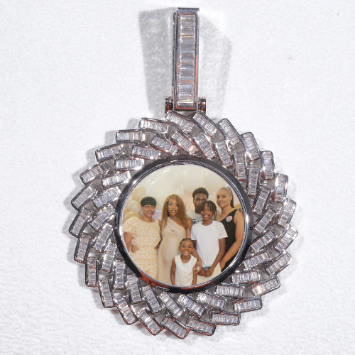 Large 3D Baguette Custom Picture Pendant
