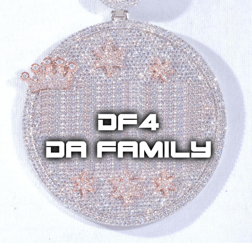 CUSTOM LETTER NECKLACE 3D BIG CROWN DISC