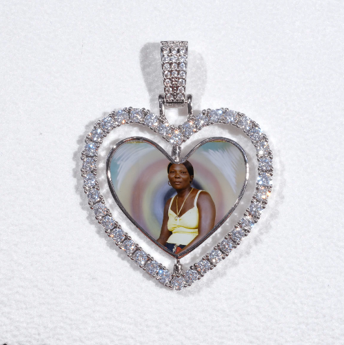 3D Spinning 2-Faced Heart Custom Picture Pendant
