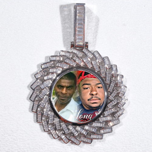 Large 3D Baguette Custom Picture Pendant
