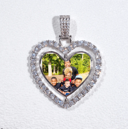 3D Spinning 2-Faced Heart Custom Picture Pendant