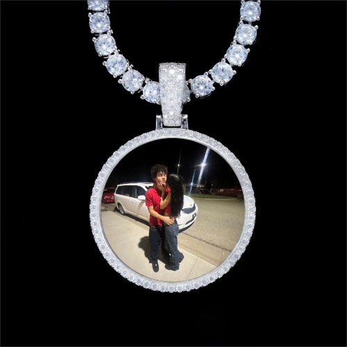 925S & VVS Moissanite 3D Circle Custom Picture Pendant