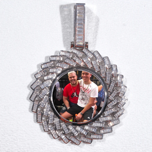 Large 3D Baguette Custom Picture Pendant