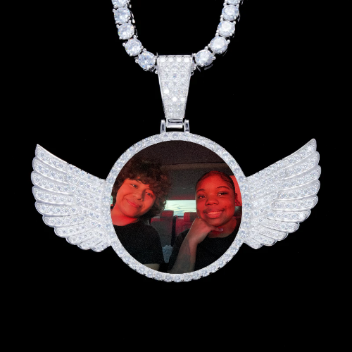 925S & VVS Moissanite 3D Wing Custom Picture Pendant