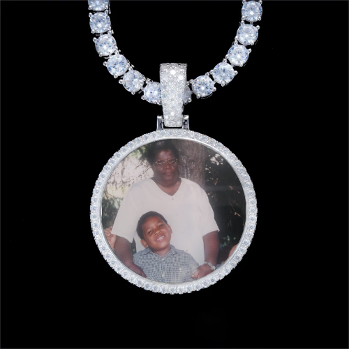 925S & VVS Moissanite 3D Circle Custom Picture Pendant