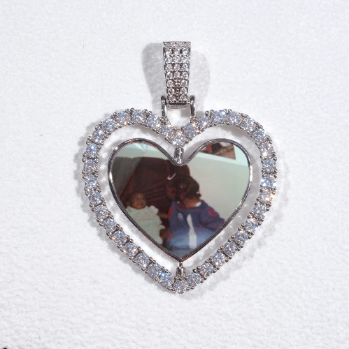 3D Spinning 2-Faced Heart Custom Picture Pendant