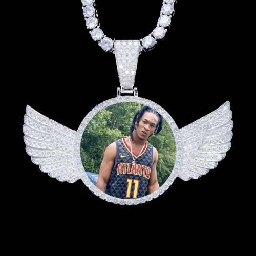 925S & VVS Moissanite 3D Wing Custom Picture Pendant