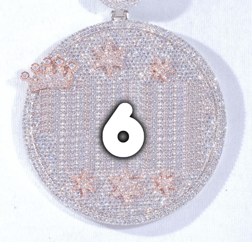CUSTOM LETTER NECKLACE 3D BIG CROWN DISC