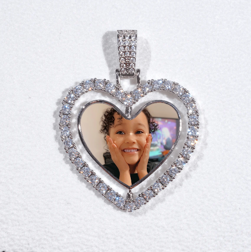 3D Spinning 2-Faced Heart Custom Picture Pendant
