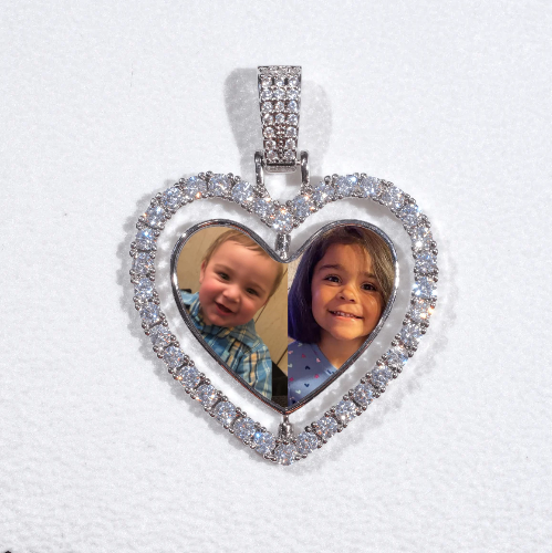 3D Spinning 2-Faced Heart Custom Picture Pendant