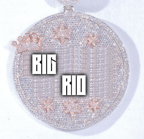 CUSTOM LETTER NECKLACE 3D BIG CROWN DISC