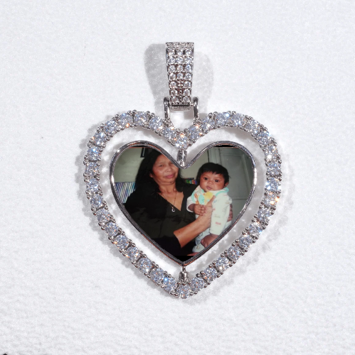 3D Spinning 2-Faced Heart Custom Picture Pendant