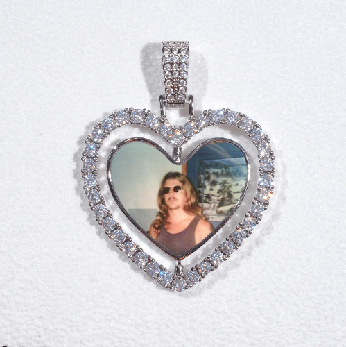 3D Spinning 2-Faced Heart Custom Picture Pendant