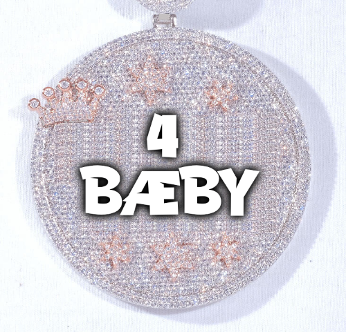 CUSTOM LETTER NECKLACE 3D BIG CROWN DISC