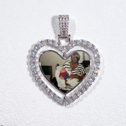 3D Spinning 2-Faced Heart Custom Picture Pendant
