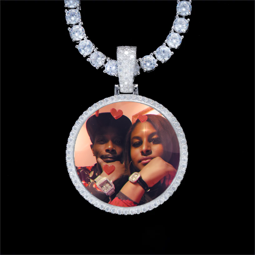 925S & VVS Moissanite 3D Circle Custom Picture Pendant