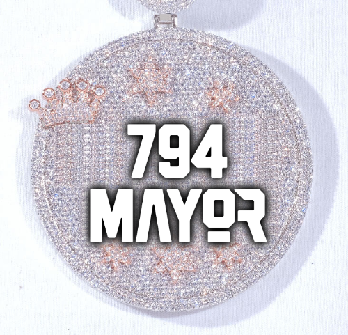 CUSTOM LETTER NECKLACE 3D BIG CROWN DISC