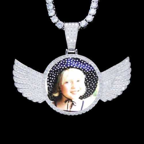925S & VVS Moissanite 3D Wing Custom Picture Pendant