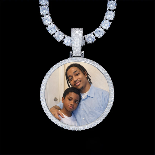 925S & VVS Moissanite 3D Circle Custom Picture Pendant