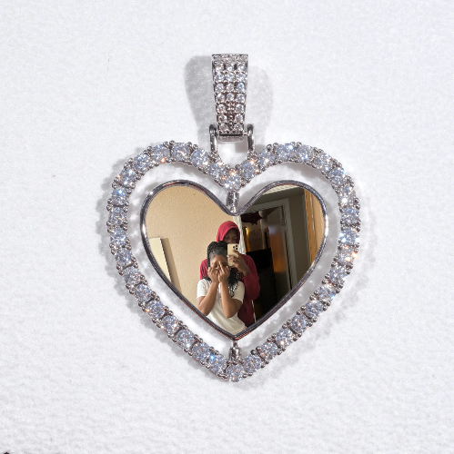 3D Spinning 2-Faced Heart Custom Picture Pendant