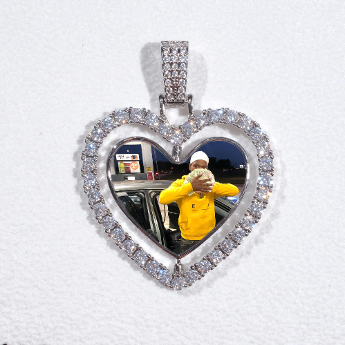 3D Spinning 2-Faced Heart Custom Picture Pendant