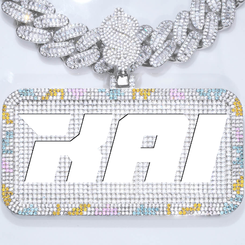 CUSTOM LETTER NECKLACE 3D COLORFUL SQUARE