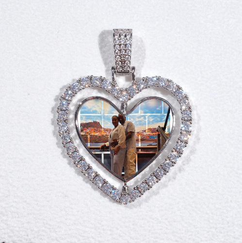 3D Spinning 2-Faced Heart Custom Picture Pendant