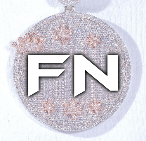 CUSTOM LETTER NECKLACE 3D BIG CROWN DISC