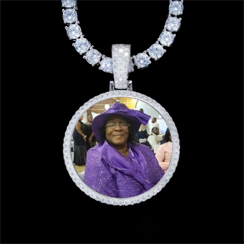 925S & VVS Moissanite 3D Circle Custom Picture Pendant