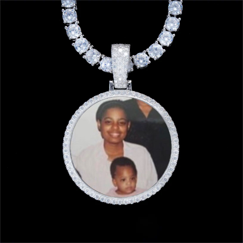 925S & VVS Moissanite 3D Circle Custom Picture Pendant