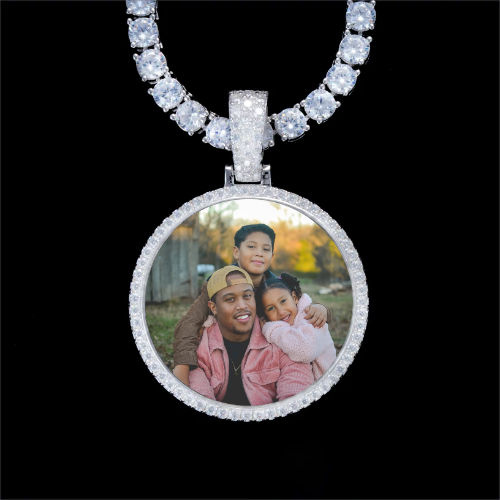 925S & VVS Moissanite 3D Circle Custom Picture Pendant