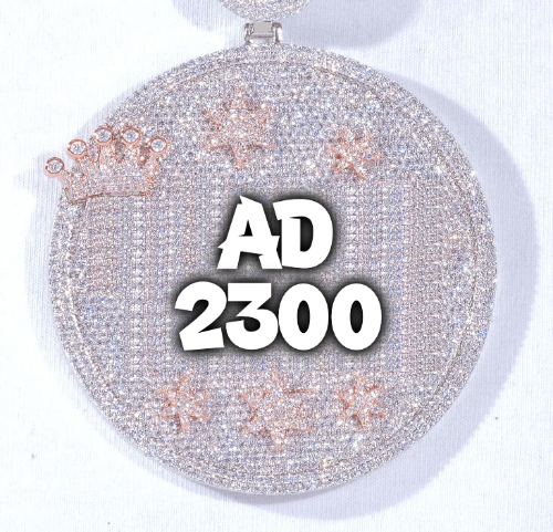 CUSTOM LETTER NECKLACE 3D BIG CROWN DISC