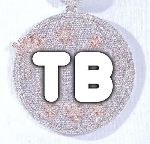 CUSTOM LETTER NECKLACE 3D BIG CROWN DISC