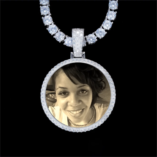 925S & VVS Moissanite 3D Circle Custom Picture Pendant