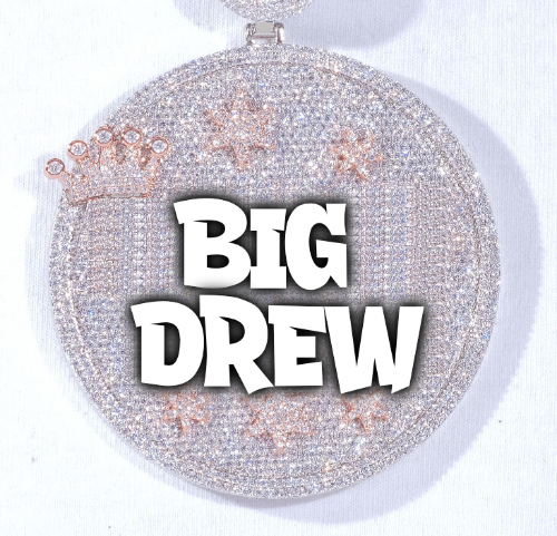 CUSTOM LETTER NECKLACE 3D BIG CROWN DISC
