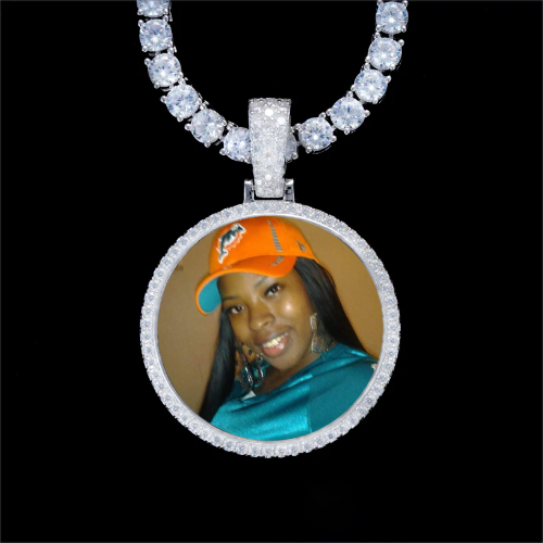 925S & VVS Moissanite 3D Circle Custom Picture Pendant