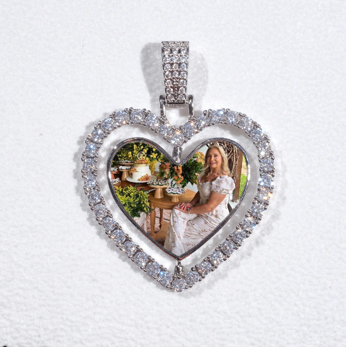 3D Spinning 2-Faced Heart Custom Picture Pendant