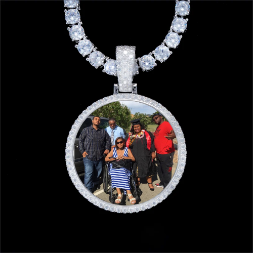 925S & VVS Moissanite 3D Circle Custom Picture Pendant