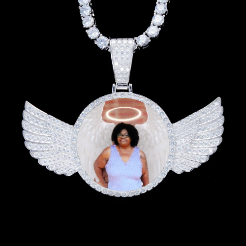 925S & VVS Moissanite 3D Wing Custom Picture Pendant