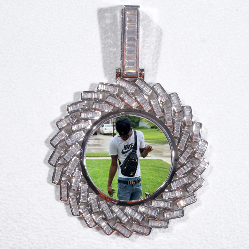 Large 3D Baguette Custom Picture Pendant