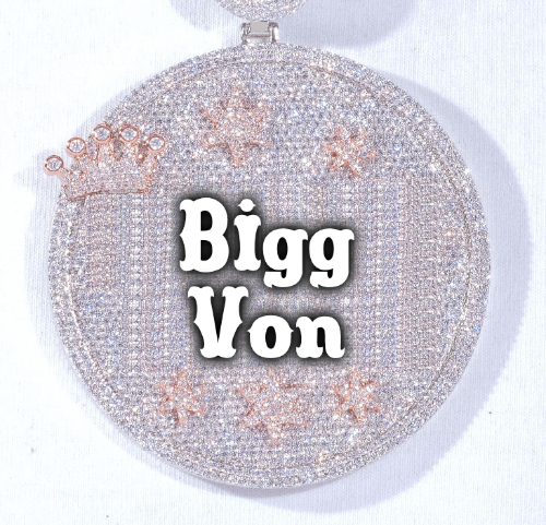 CUSTOM LETTER NECKLACE 3D BIG CROWN DISC