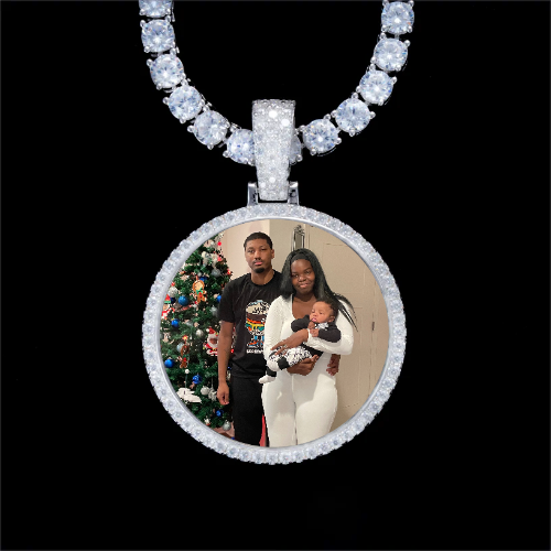 925S & VVS Moissanite 3D Circle Custom Picture Pendant