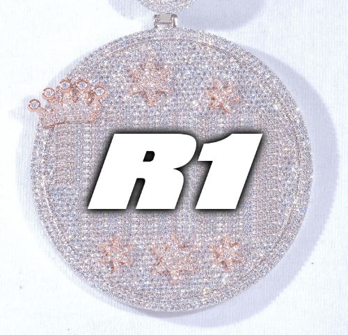 CUSTOM LETTER NECKLACE 3D BIG CROWN DISC